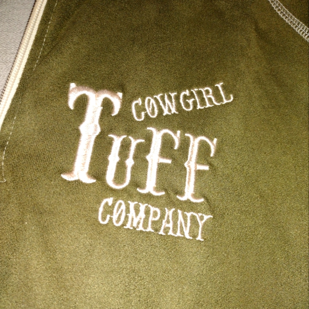 Green velvet Cowgirl Tuff Hoodie NWOT